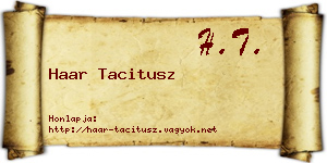 Haar Tacitusz névjegykártya